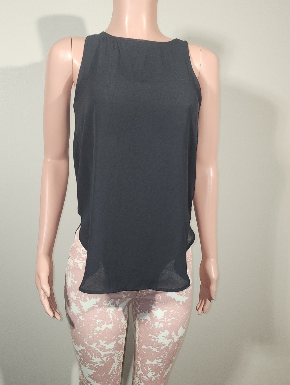 Decree Black Sleeveless Chiffon Overlay Camisole